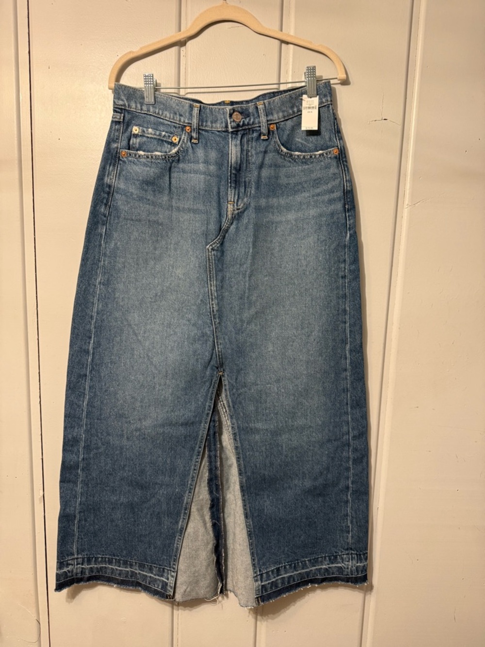 GAP NWT Blue Denim Maxi Skirt with Front Slit